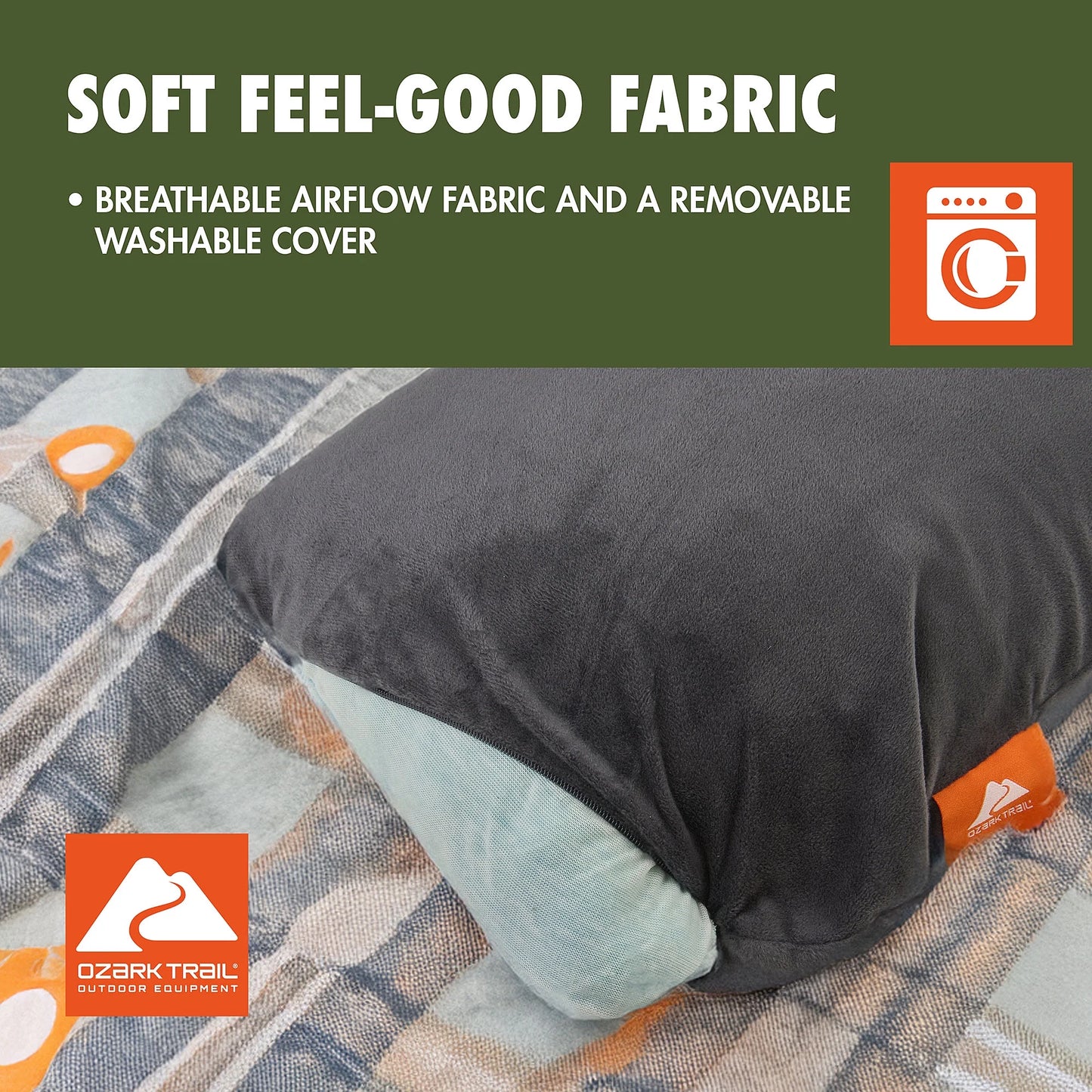 (2 Pack)  Memory Foam Camping Pillow, Adult Use, Dark Grey Color.