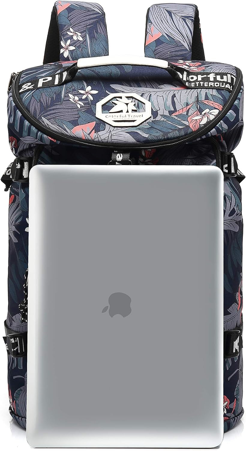 Floral Gym Duffle Bag Backpack 4 Ways for Women Waterproof with Shoes Compartment for Travel Sport Hiking Laptop Lightweight