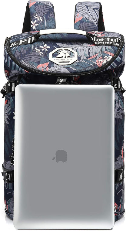 Floral Gym Duffle Bag Backpack 4 Ways for Women Waterproof with Shoes Compartment for Travel Sport Hiking Laptop Lightweight