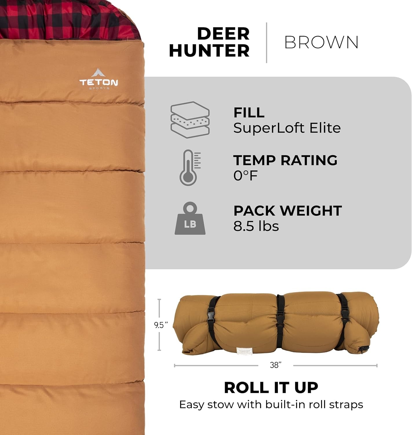 Deer Hunter -35F and 0F Degree Sleeping Bag. Warm and Comfortable Camping Sleeping Bags, Teton Tough Canvas Shell for Camping, Hunting, and Cold Weather
