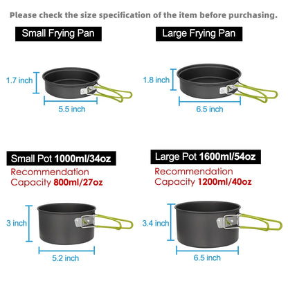 Camping Cookware Set Camping Gear Campfire Utensils Non-Stick Cooking Equipment Lightweight Stackable Pot Pan Bowls with Storage Bag for Outdoor Hiking